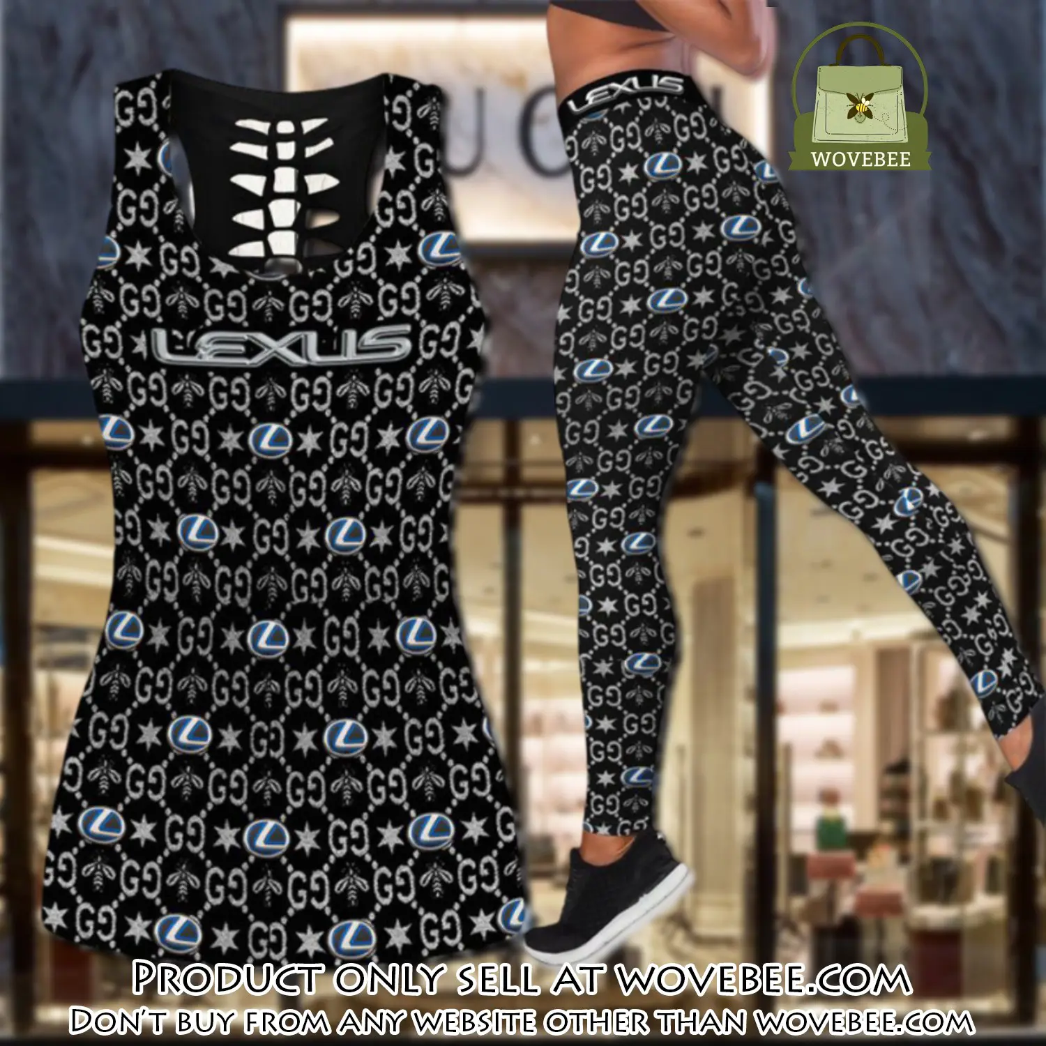 Gucci lexus tank top leggings set luxury brand for women yoga gym ydk wvb0322359